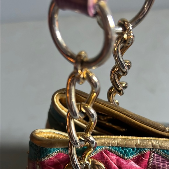 Vintage/Rare/HTF Sharif Leather Snakeskin Multicolor Chevron Patterned Bag - Picture 8 of 11